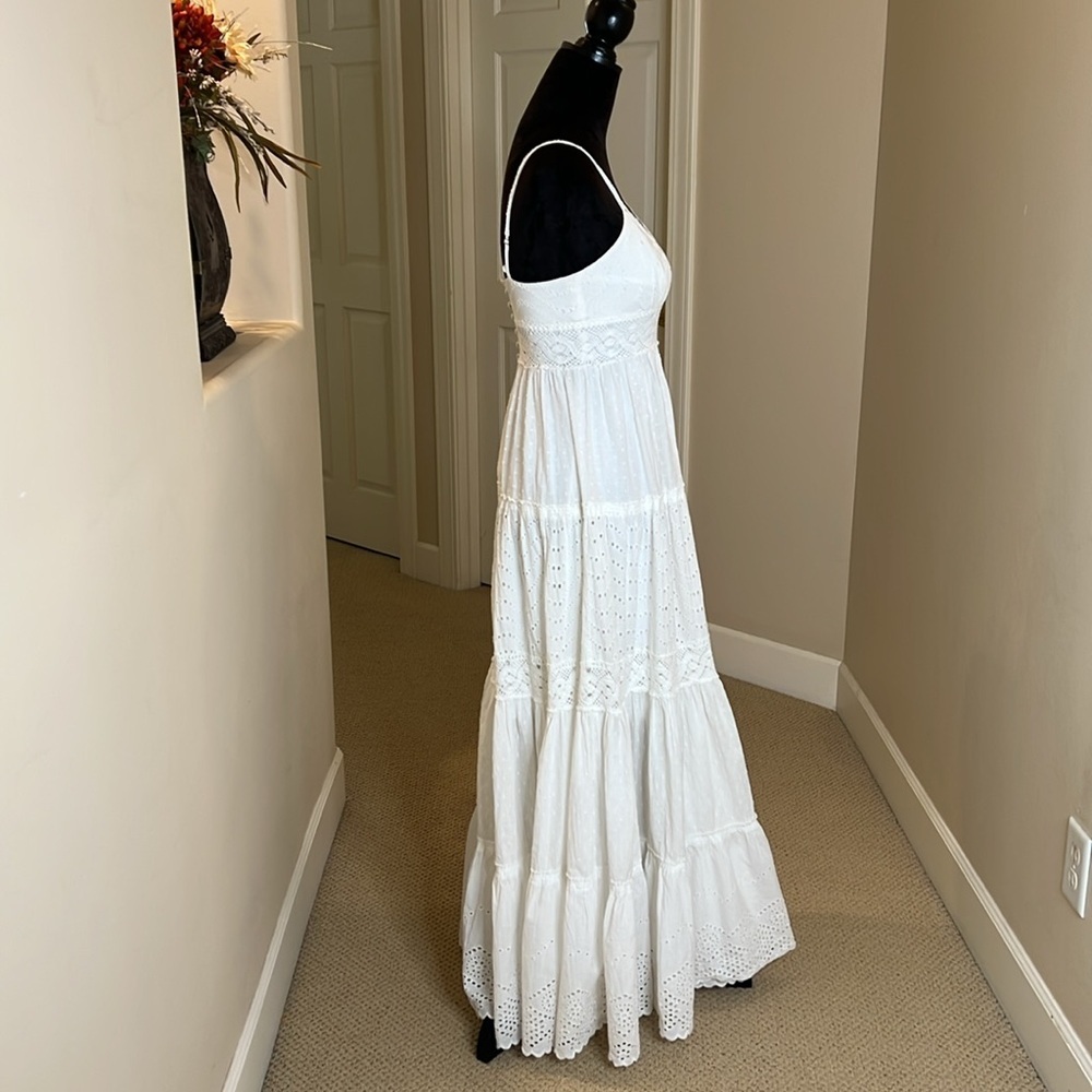 BCBGMAXAZRIA White Eyelet Boho Maxi Dress - Picture 5 of 13